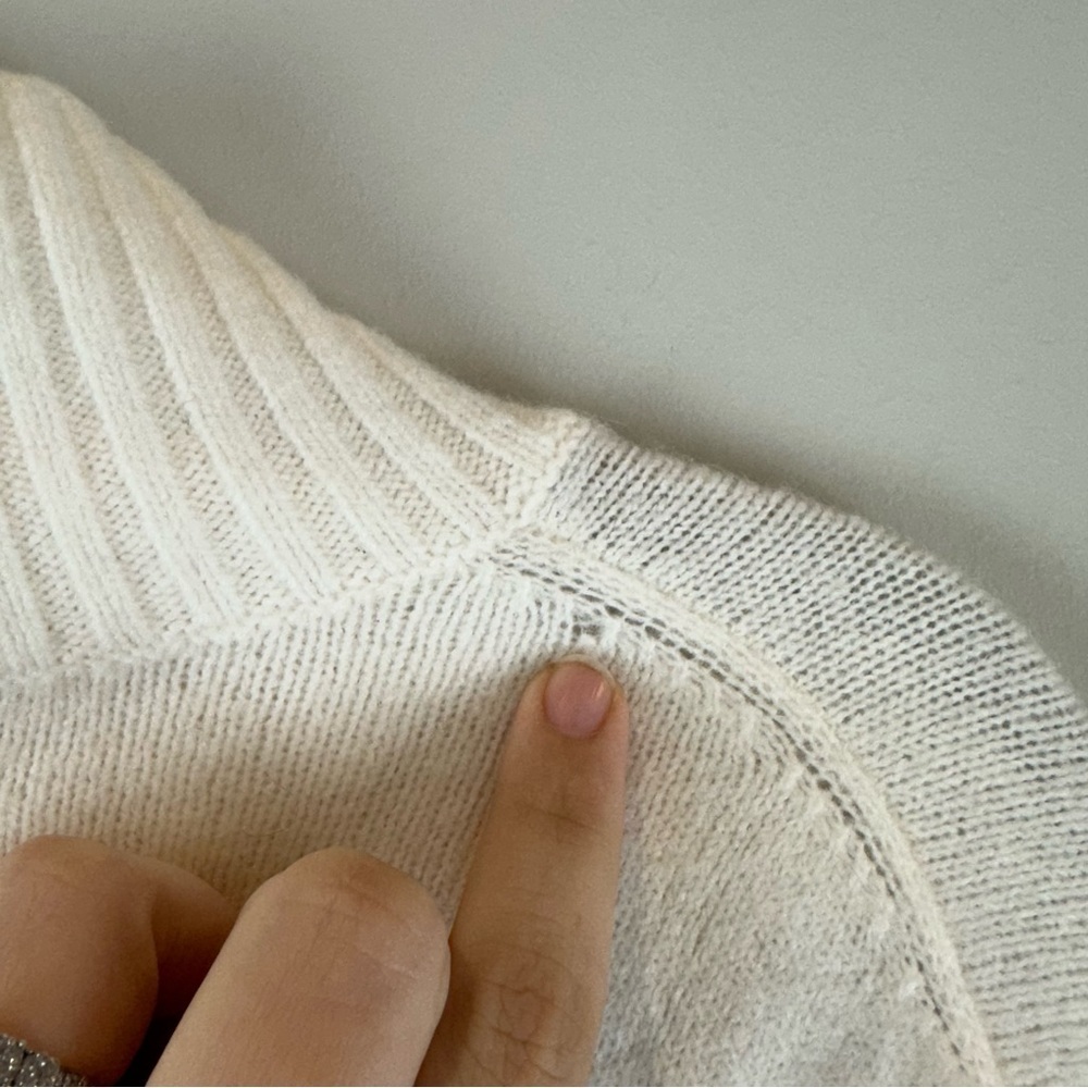 Loft Off White Cream Modern Mock Neck Comfy Cozy Wool Blend Sweater Size Small - Picture 6 of 6
